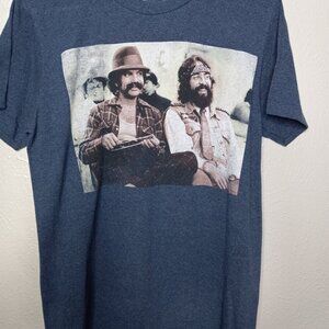 Retro CHEECH & CHONG short-sleeve graphic t-shirt in navy blue heather.